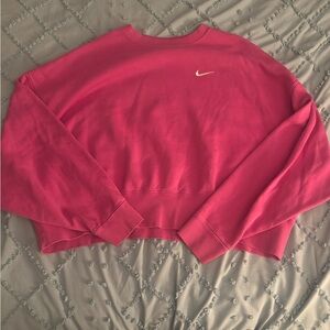 Nike Hot Pink Cropped Crewneck Sweatshirt